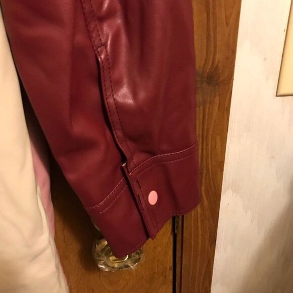 Colorblock Faux Leather Shirt Jacket Shacket 90s 70s Snap button Y2K M - Picture 12 of 16